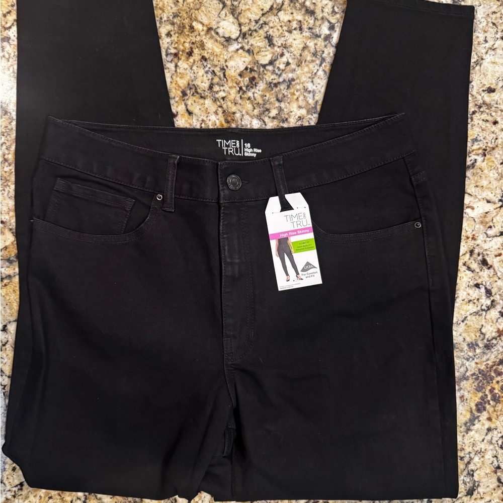 Time and Tru Women's Black High Rise Skinny Jeans